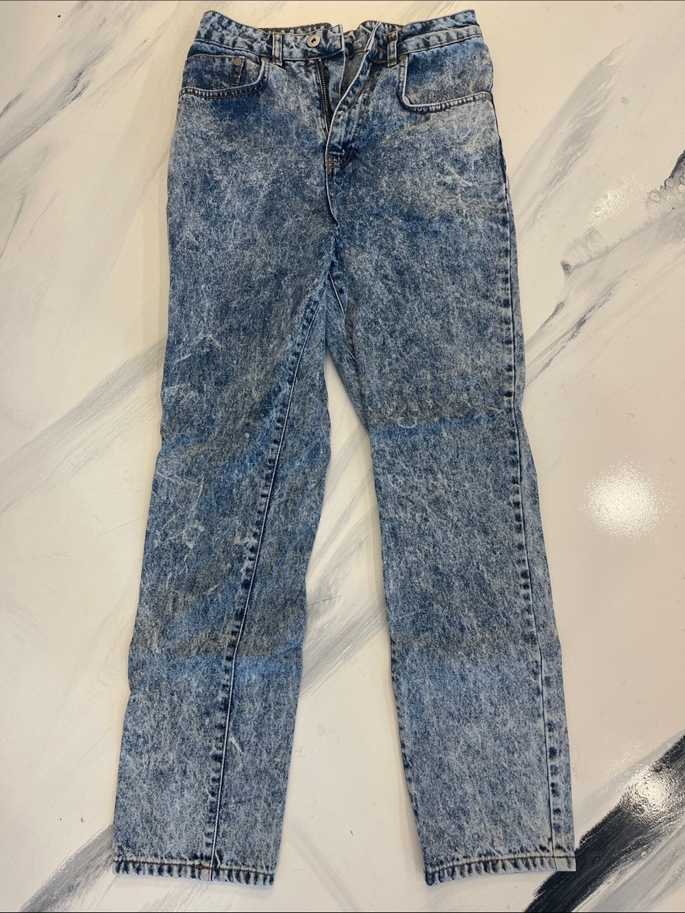 The Ragged Priest Acid-Wash Blue Straight Women's Jeans